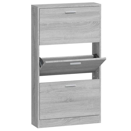 Armoire à chaussures en bois Puerto L 59 x H 108 x P 17 cm – 3 portes rabattables