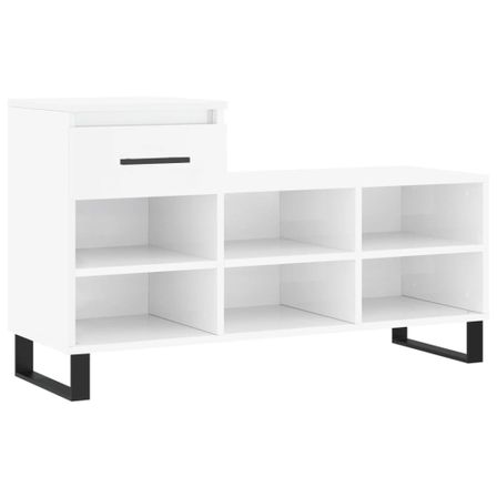Armoire à chaussure Blanc brillant 102x36x60 cm Bois ingénierie