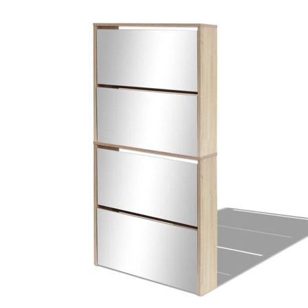 Armoire à chaussures 4 portes rabattables avec miroir Ranka H 134 cm – Design moderne et élégant