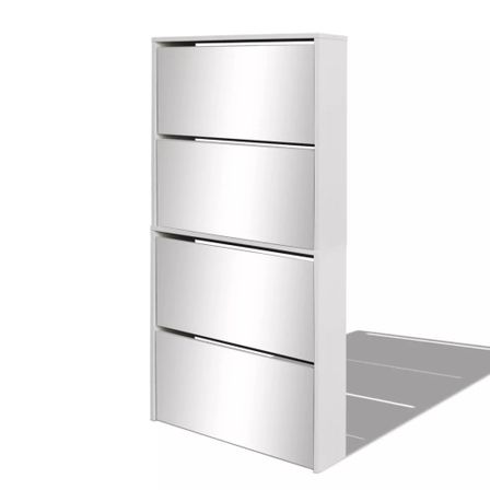 Armoire à chaussures 4 portes rabattables avec miroir Ranka H 134 cm – Design moderne et élégant