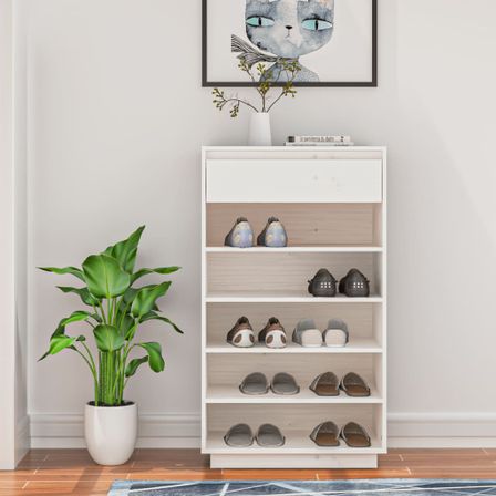 Armoire à chaussures Blanc 60x34x105 cm Bois de pin massif
