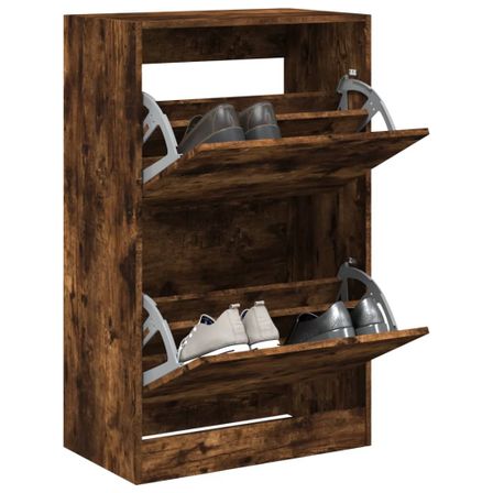 Armoire à chaussures chêne fumé 60x34x96,5 cm bois d'ingénierie
