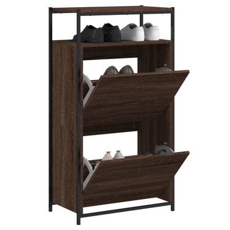 Armoire à chaussures chêne marron 60x34x112cm bois d'ingénierie