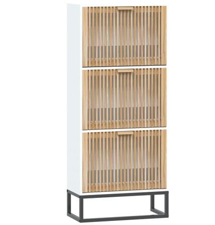 Armoire à chaussures en bois Dekiva L 52 x H 120 cm - Style naturel