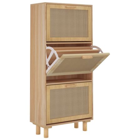 Armoire à chaussures en bois er rotin Viba L 52 x H 115 cm - Style tendance