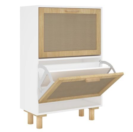 Armoire à chaussures en bois er rotin Viba L 52 x H 80 cm - Style tendance