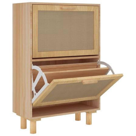 Armoire à chaussures en bois er rotin Viba L 52 x H 80 cm - Style tendance