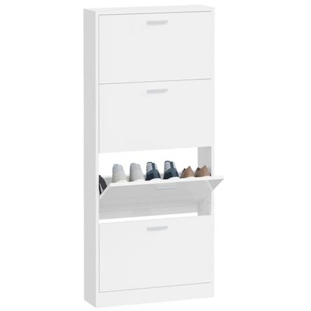Armoire à chaussures en bois Puerto L 59 x H 150 x P 17 cm – 4 portes rabattables