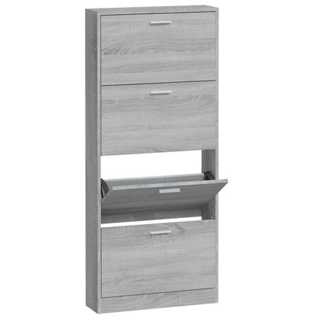 Armoire à chaussures en bois Puerto L 59 x H 150 x P 17 cm – 4 portes rabattables