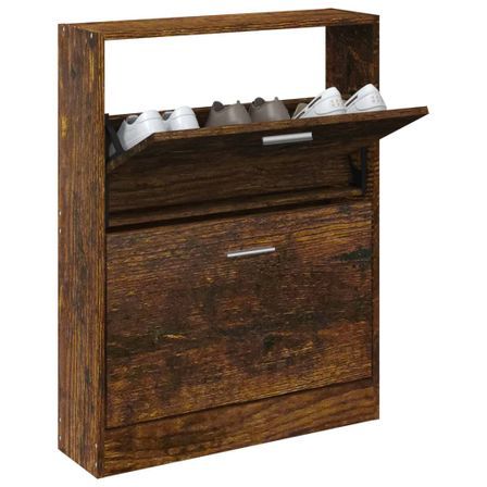 Armoire à chaussures en bois Puerto L 59 x H 81 x P 17 cm – 2 portes rabattables