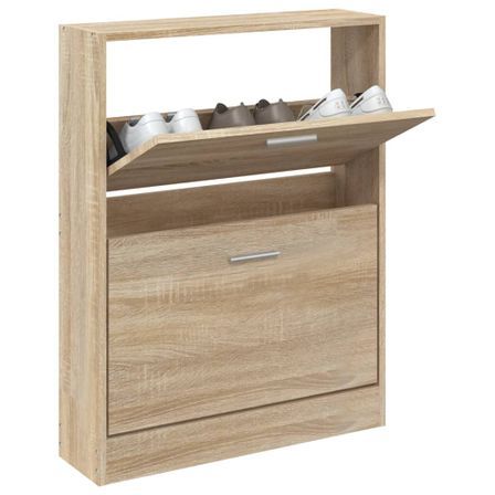 Armoire à chaussures en bois Puerto L 59 x H 81 x P 17 cm – 2 portes rabattables