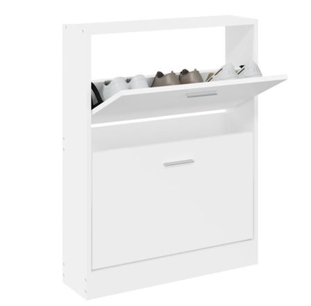 Armoire à chaussures en bois Puerto L 59 x H 81 x P 17 cm – 2 portes rabattables