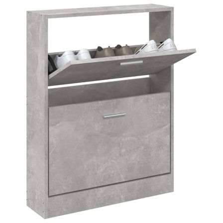 Armoire à chaussures en bois Puerto L 59 x H 81 x P 17 cm – 2 portes rabattables