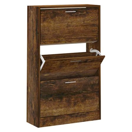 Armoire à chaussures en bois Puerto L 63 x H 103 x P 24 cm – 3 portes rabattables