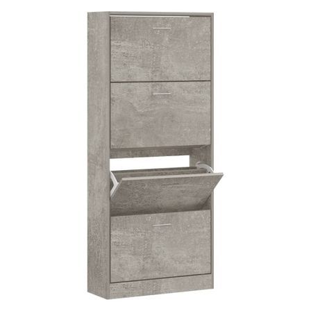 Armoire à chaussures en bois Puerto L 63 x H 147 x P 24 cm – 4 portes rabattables