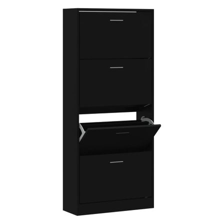 Armoire à chaussures en bois Puerto L 63 x H 147 x P 24 cm – 4 portes rabattables