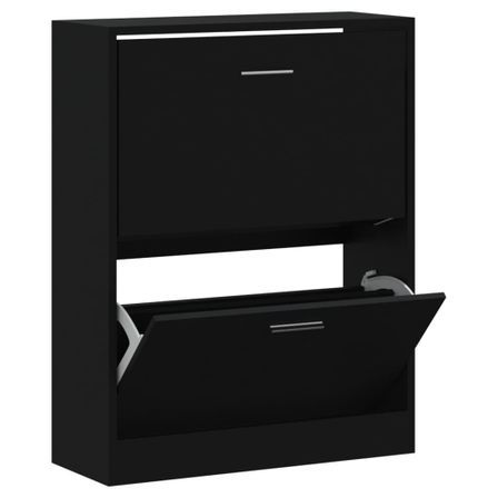 Armoire à chaussures en bois Puerto L 63 x H 81 x P 24 cm – 2 portes rabattables