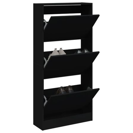Armoire à chaussures noir 60x21x125,5 cm bois d'ingénierie