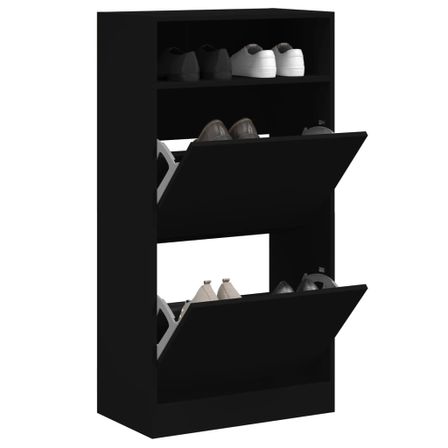 Armoire à chaussures noir 60x34x116 cm bois d'ingénierie