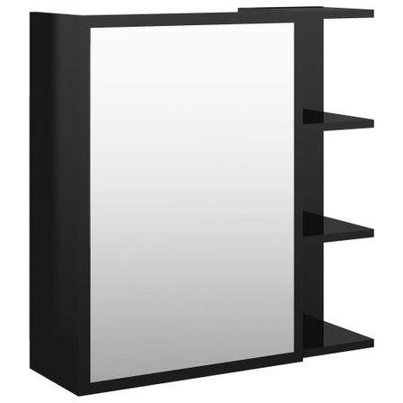 Armoire à miroir de bain Noir brillant 62,5x20,5x64cm