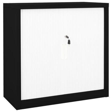 Armoire à portes coulissantes Noir et blanc 90x40x90 cm Acier