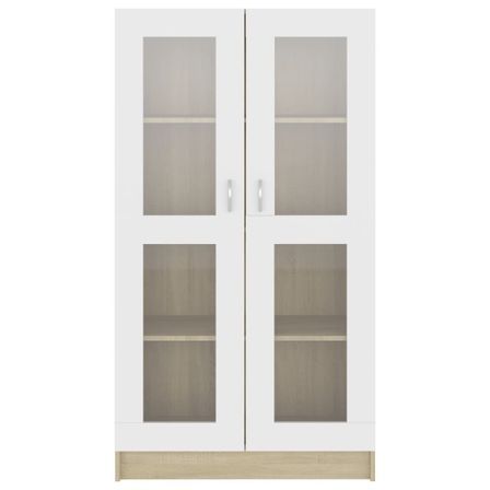 Armoire à vitrine Blanc chêne sonoma 82,5x30,5x150 cm