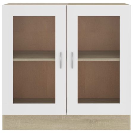 Armoire à vitrine Blanc chêne sonoma 82,5x30,5x80 cm