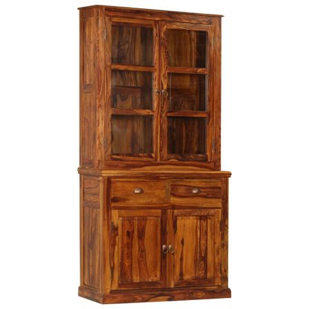Armoire à vitrine Bois de Sesham massif 100x40x200 cm