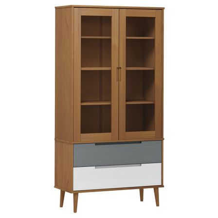 Armoire à vitrine MOLDE Marron 90x35x175 cm Bois de pin massif