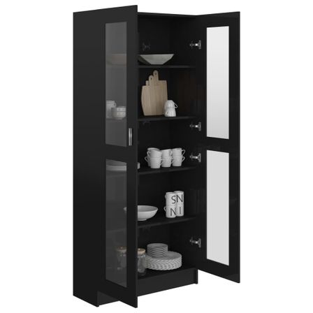 Armoire à vitrine Noir brillant 82,5x30,5x185,5 cm