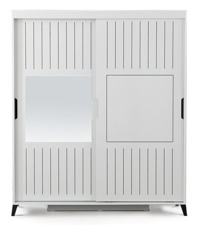 Armoire adulte blanche 2 portes coulissantes avec miroir Marka