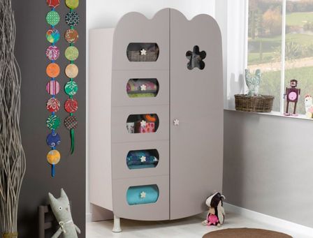 Armoire bébé 2 portes taupe Linéa