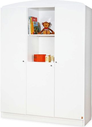 Armoire bébé 3 portes pin massif blanc Jil