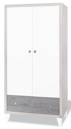 Armoire chambre 2 portes Chêne gris et Blanc Harper
