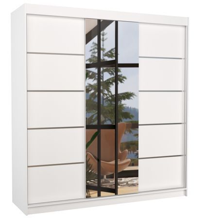 Armoire chambre adulte 2 portes coulissantes BAKER 200 cm avec miroir