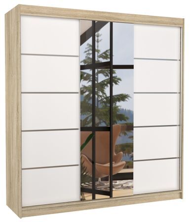 Armoire chambre adulte 2 portes coulissantes BAKER 200 cm avec miroir
