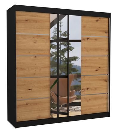 Armoire chambre adulte 2 portes coulissantes BAKER 200 cm avec miroir