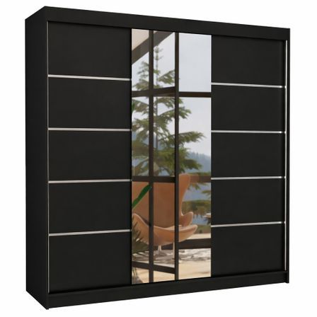 Armoire chambre adulte 2 portes coulissantes BAKER 200 cm avec miroir