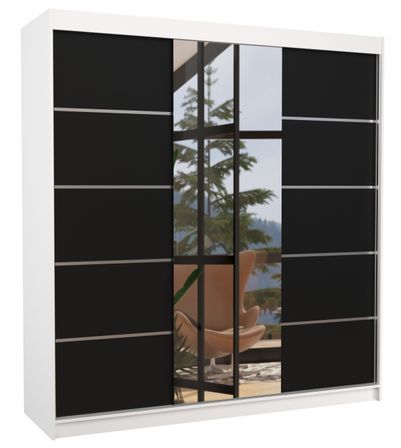 Armoire chambre adulte 2 portes coulissantes BAKER 200 cm avec miroir