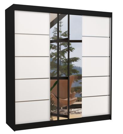 Armoire chambre adulte 2 portes coulissantes BAKER 200 cm avec miroir