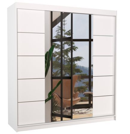 Armoire chambre adulte 2 portes coulissantes DALIA 200 cm avec miroir