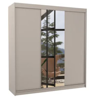 Armoire chambre adulte 2 portes coulissantes bois et miroir ZAFA 200 cm