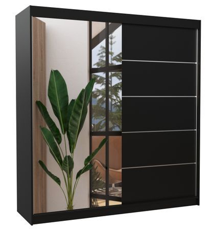 Armoire chambre adulte 2 portes coulissantes OLIVIA 200 cm avec miroir