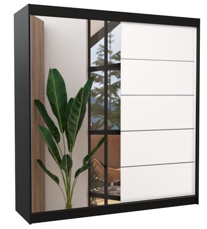 Armoire chambre adulte 2 portes coulissantes OLIVIA 200 cm avec miroir