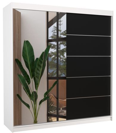 Armoire chambre adulte 2 portes coulissantes OLIVIA 200 cm avec miroir