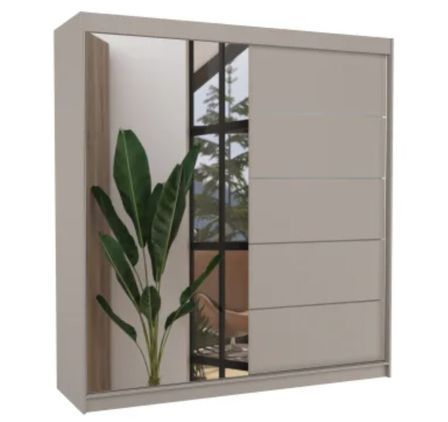 Armoire chambre adulte 2 portes coulissantes OLIVIA 200 cm avec miroir