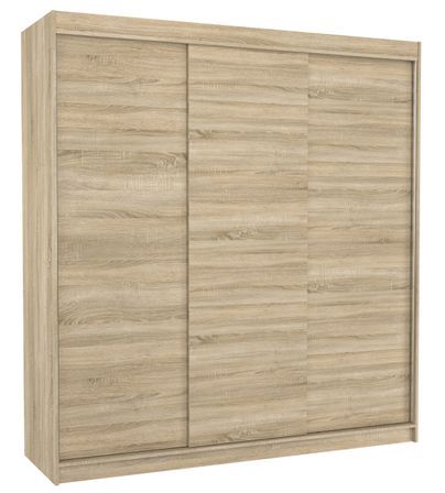 Armoire chambre adulte bois clair 3 portes coulissantes Kamia 200 cm