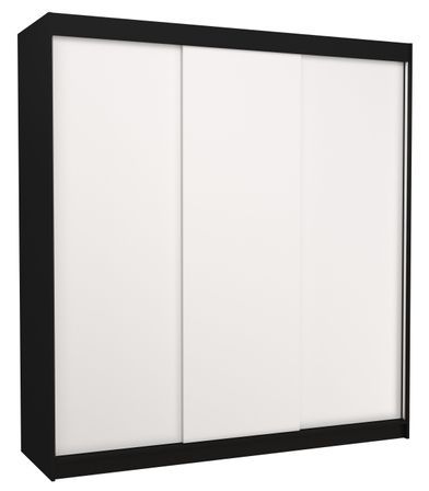 Armoire chambre adulte noir et blanche 3 portes coulissantes Kamia 200 cm
