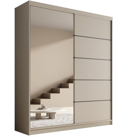 Armoire coulissante 2 portes KAROW 180 avec miroir – Meuble de rangement moderne