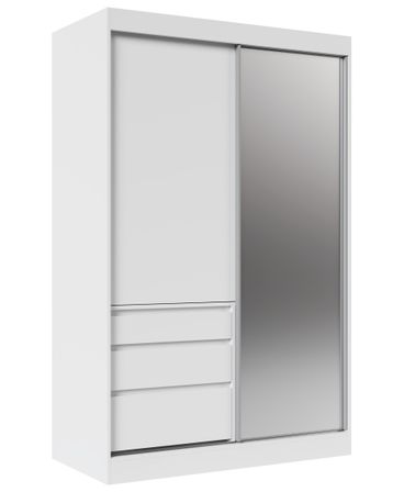Armoire coulissante 2 portes KEDAR 140 cm avec miroir - Compacte et élégante